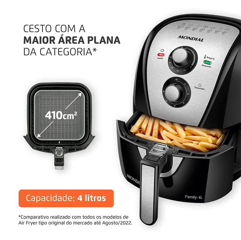 [PREÇO DE FÁBRICA] AirFryer Fritadeira Elétrica Family 4l 1500w + BRINDE [Guia de 70 Receitas]