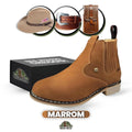 Kit Completo da Bota Texas Masculina Ortopédica de Couro Legítimo + 3 BRINDES: Chapéu, Cinto e Capinha